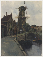 KK 008
<br/>
Gracht te Gouda met molen De Roode Leeuw
<br/>
<em>Anoniem (19de - 20ste eeuw)</em>